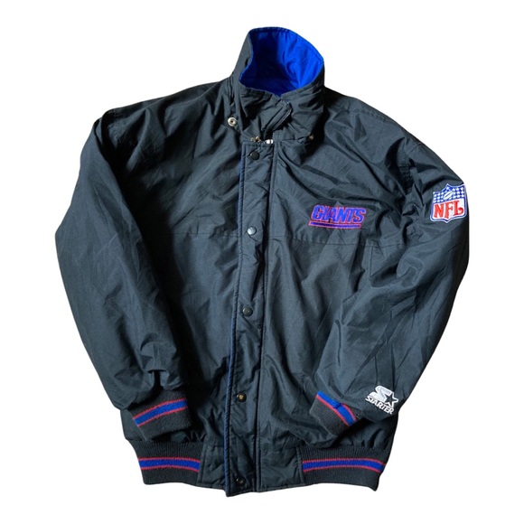 Vintage NY giants starter jacket puffer small/medium fit 90’s NFL black blue red - Picture 1 of 6
